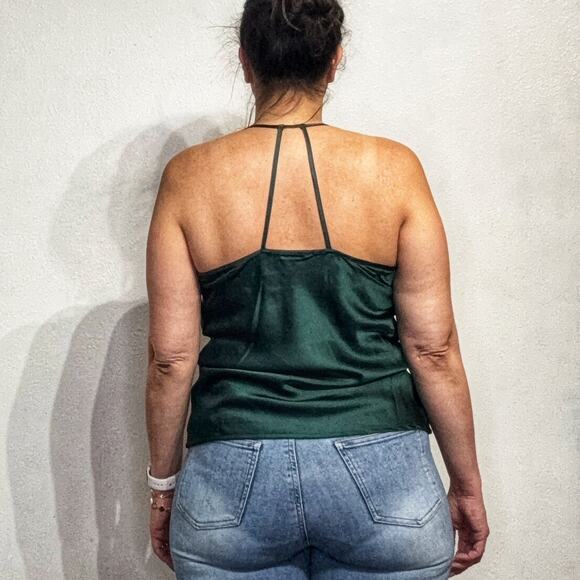 Pleione Green Satin Cami Blouse Sz M - Picture 9 of 11